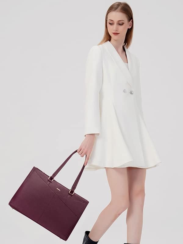 Laptop Tote Bag for Women 15.6 Inch Waterproof Leather