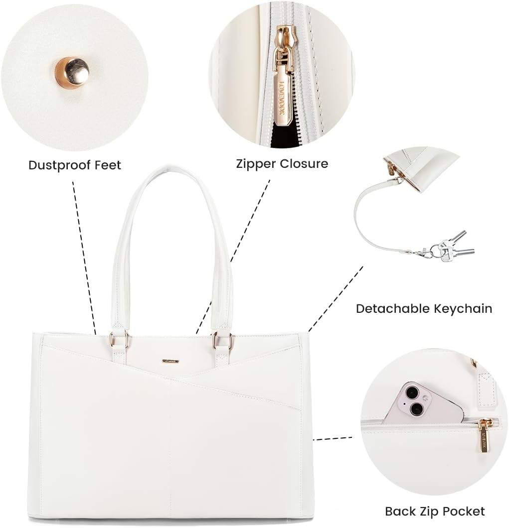 Laptop Tote Bag for Women 15.6 Inch Waterproof Leather