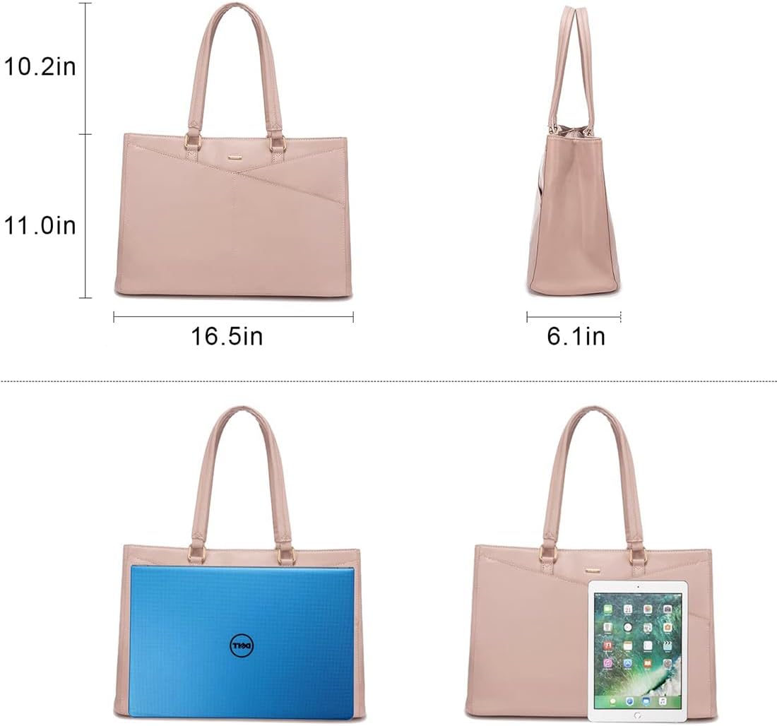 Laptop Tote Bag for Women 15.6 Inch Waterproof Leather