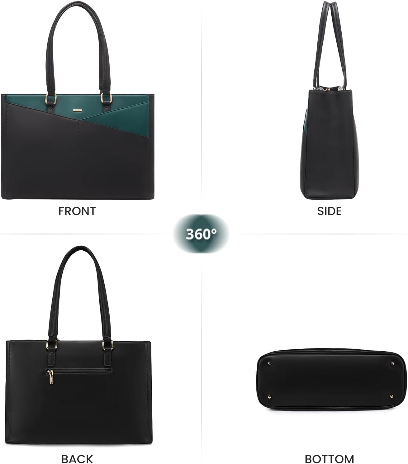 Laptop Tote Bag for Women 15.6 Inch Waterproof Leather