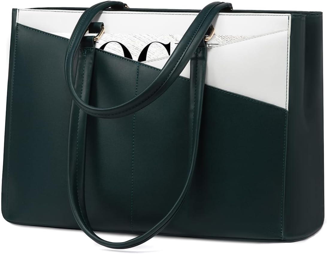 Laptop Tote Bag for Women 15.6 Inch Waterproof Leather