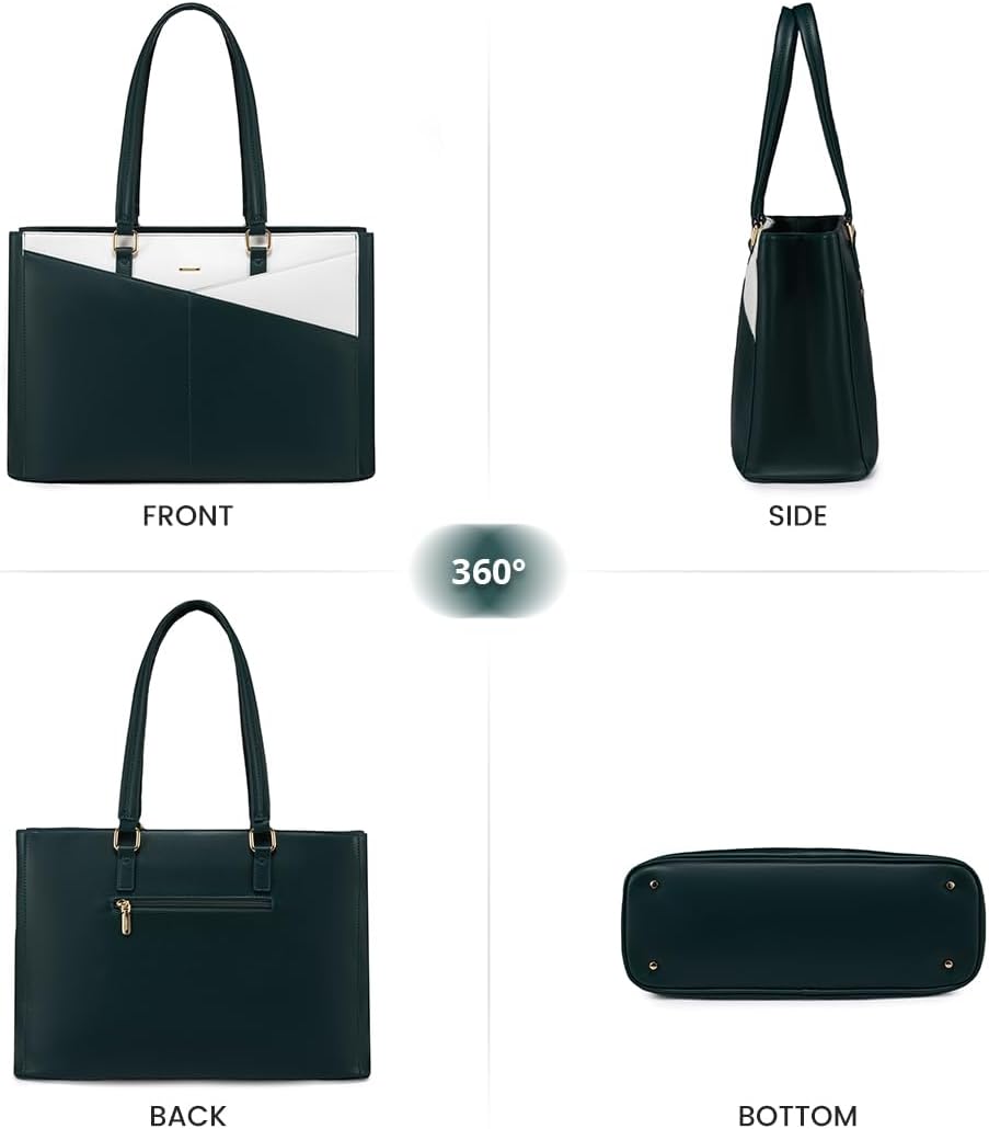 Laptop Tote Bag for Women 15.6 Inch Waterproof Leather
