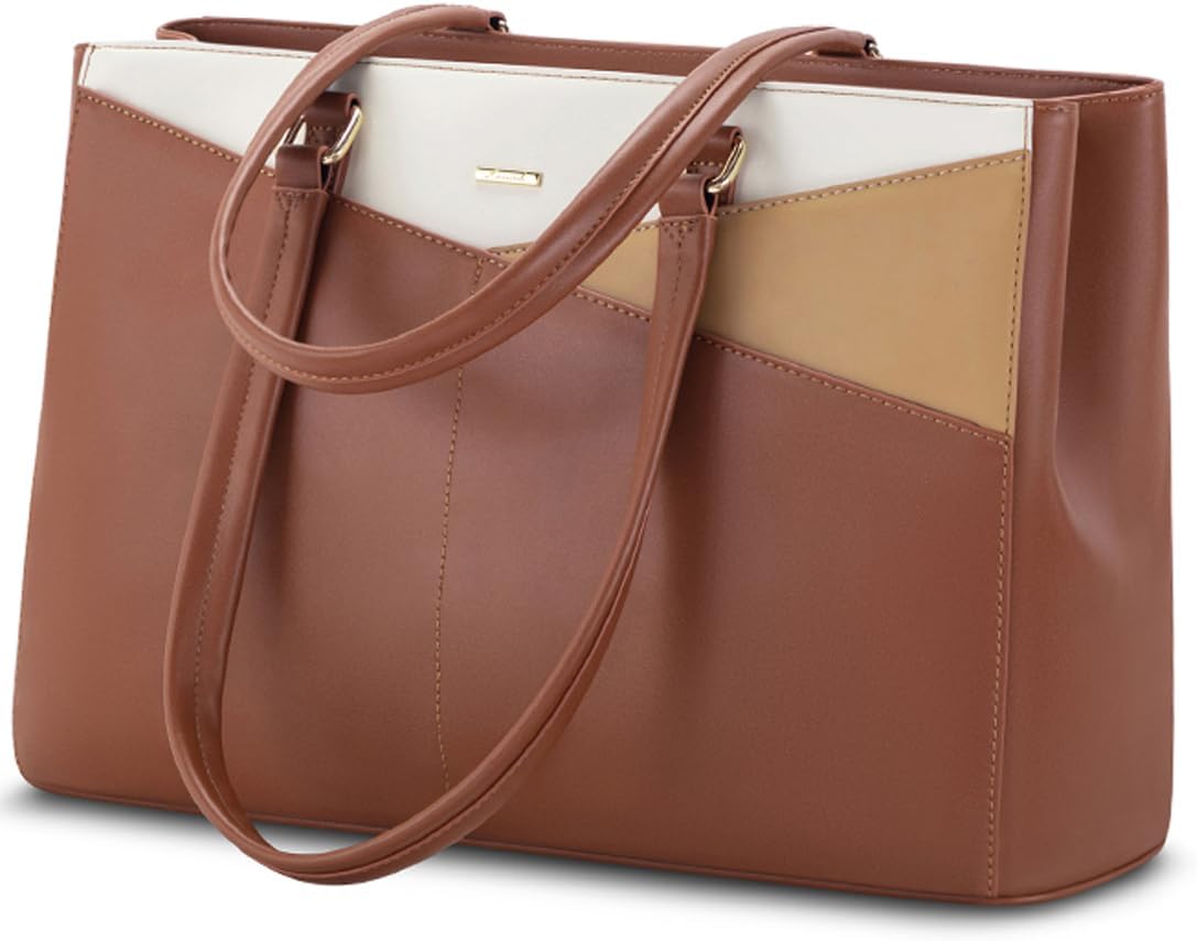 Laptop Tote Bag for Women 15.6 Inch Waterproof Leather