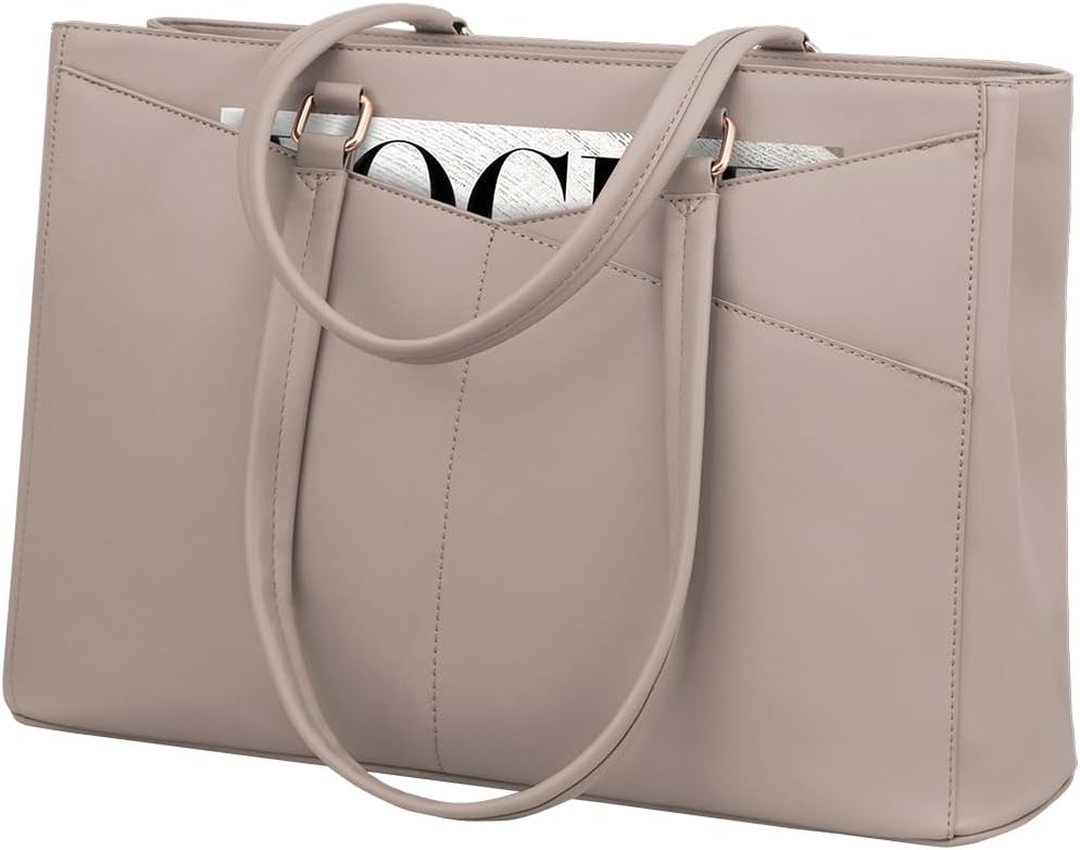Laptop Tote Bag for Women 15.6 Inch Waterproof Leather