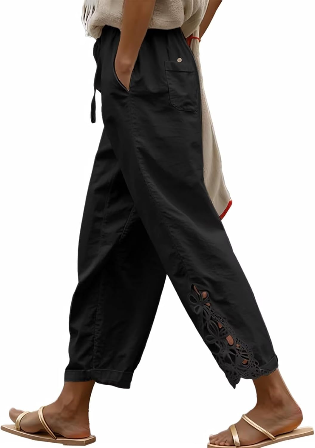 Jojoans Women Casual Lightweight Drawstring Elastic Waist Pants with Pockets, S-XXL