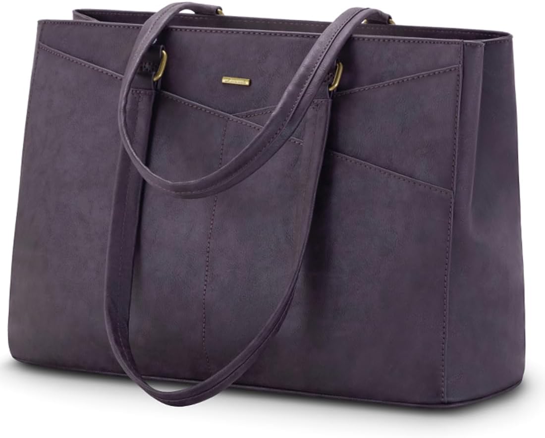 Laptop Tote Bag for Women 15.6 Inch Waterproof Leather