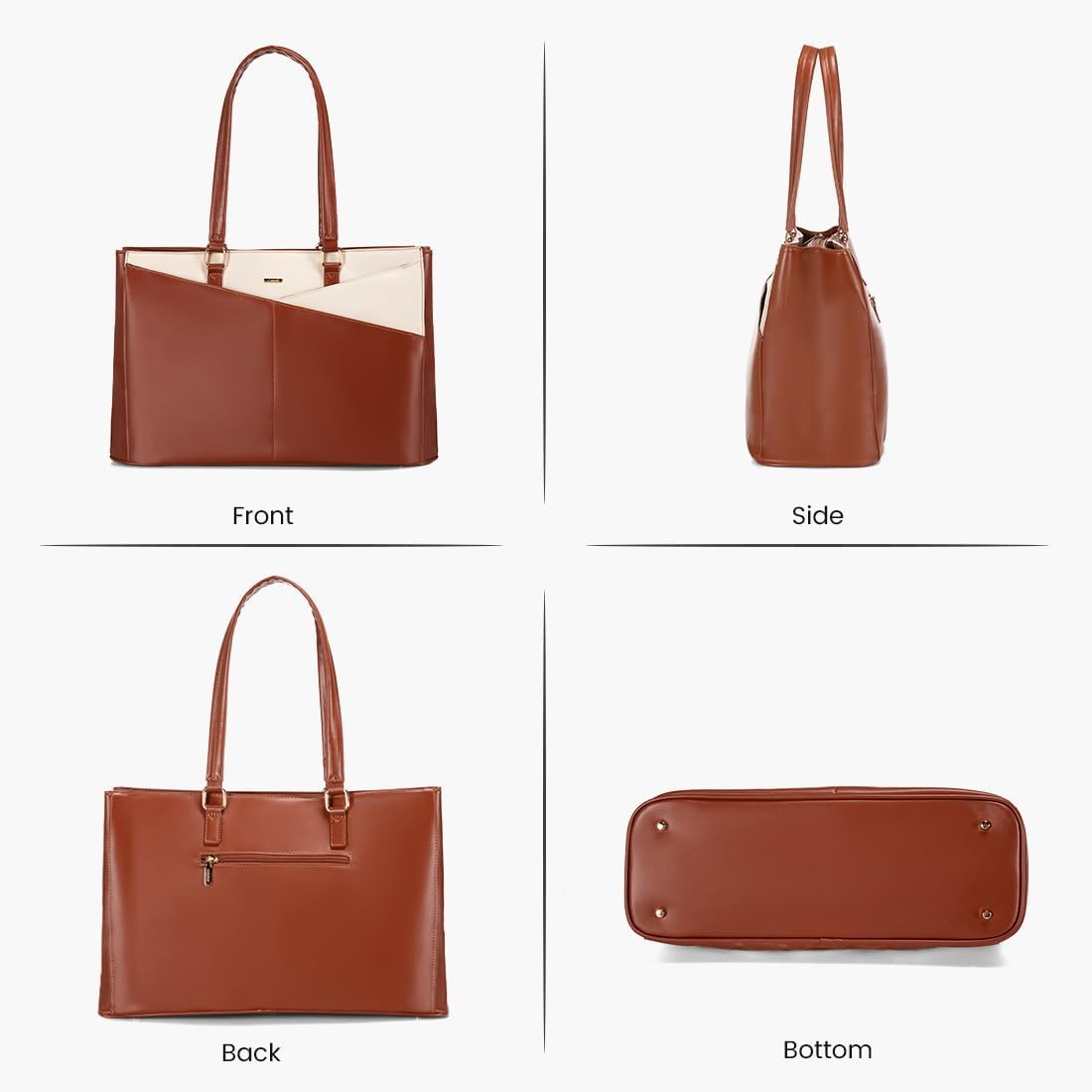 Laptop Tote Bag for Women 15.6 Inch Waterproof Leather