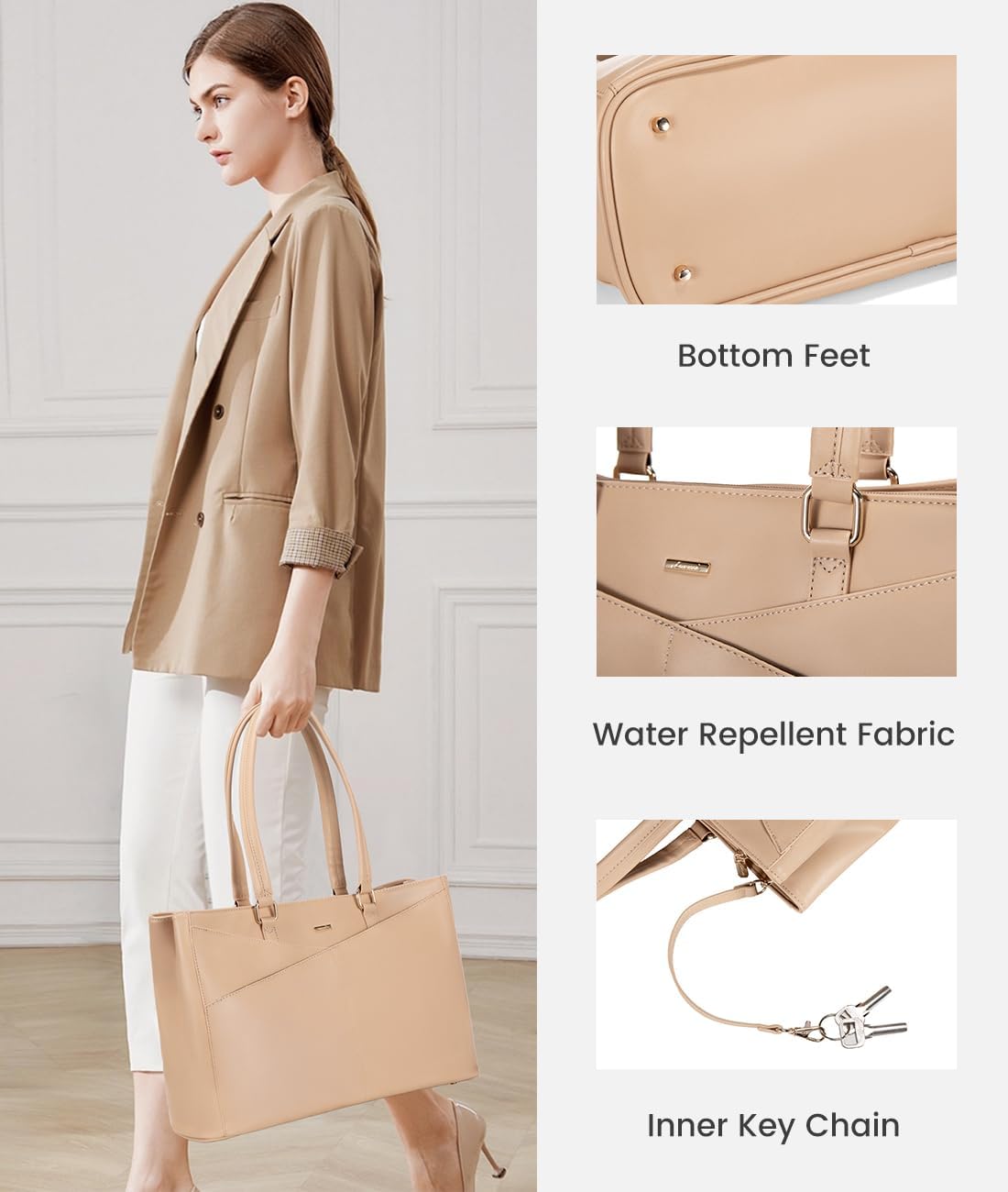 Laptop Tote Bag for Women 15.6 Inch Waterproof Leather