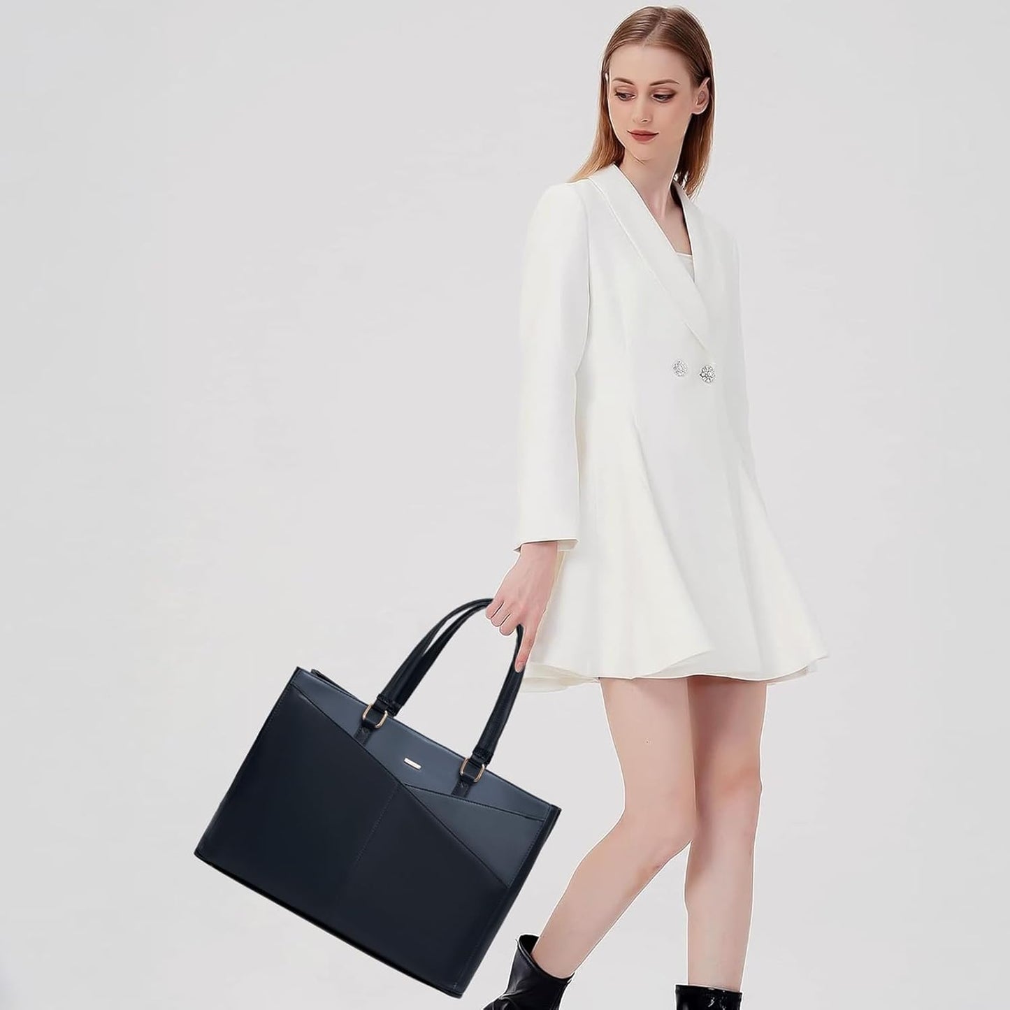 Laptop Tote Bag for Women 15.6 Inch Waterproof Leather