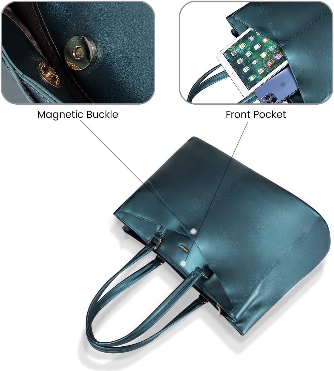 Laptop Tote Bag for Women 15.6 Inch Waterproof Leather