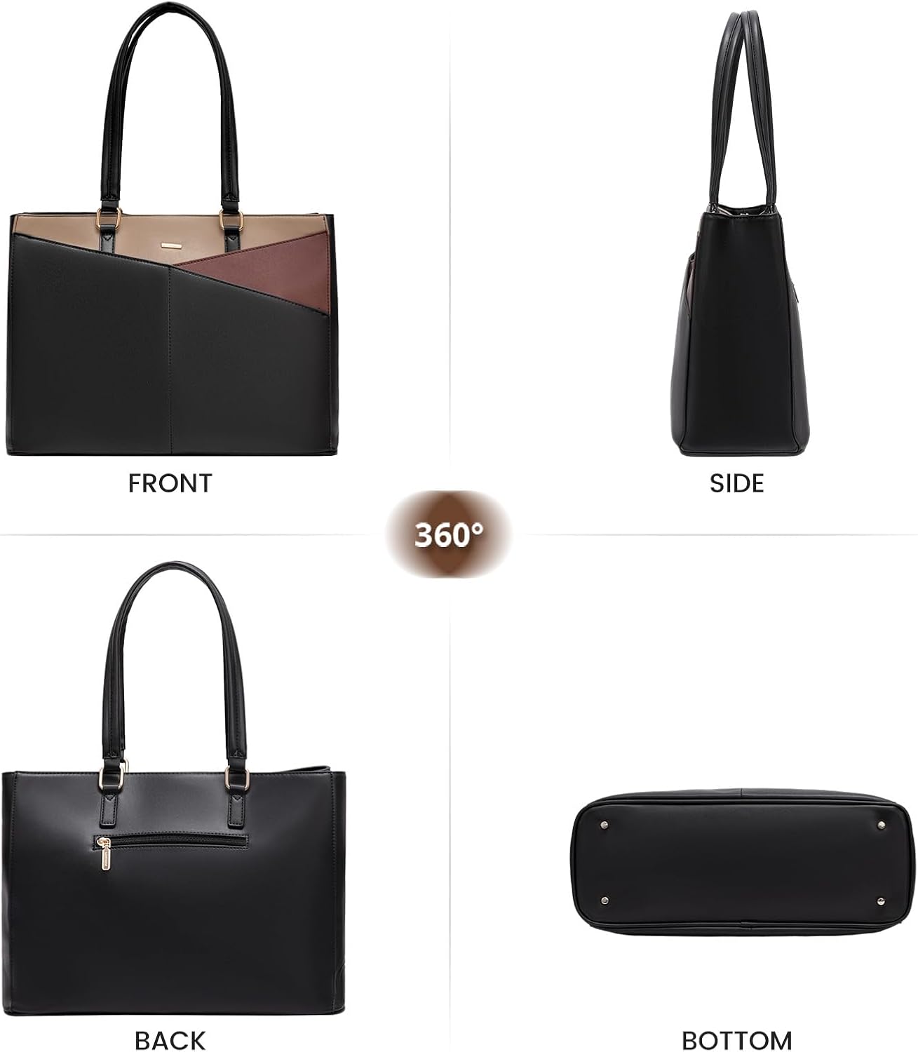 Laptop Tote Bag for Women 15.6 Inch Waterproof Leather