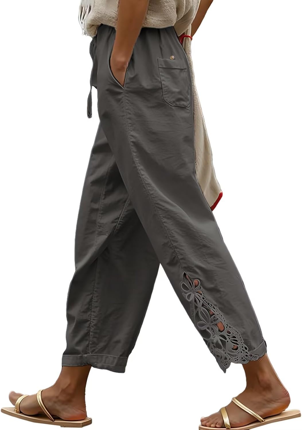 Jojoans Women Casual Lightweight Drawstring Elastic Waist Pants with Pockets, S-XXL