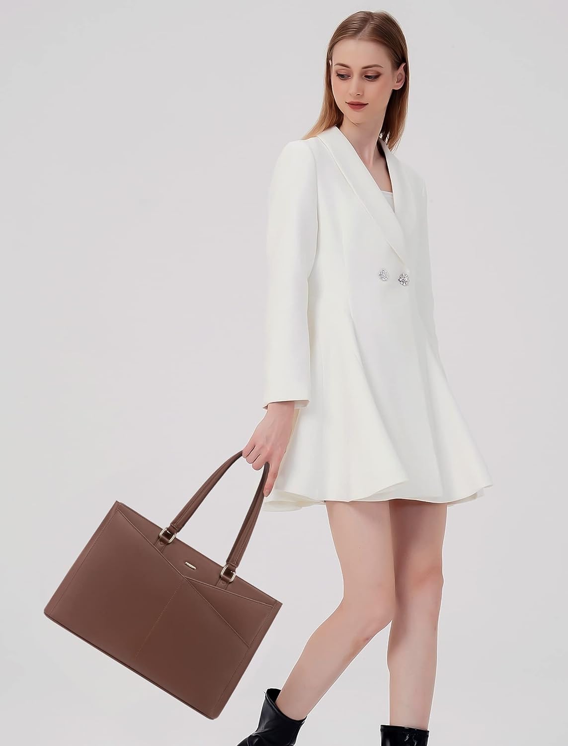 Laptop Tote Bag for Women 15.6 Inch Waterproof Leather
