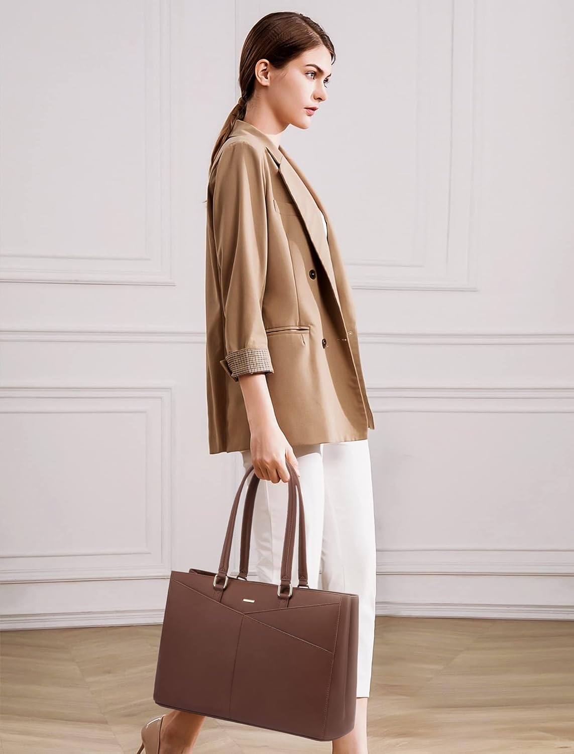 Laptop Tote Bag for Women 15.6 Inch Waterproof Leather