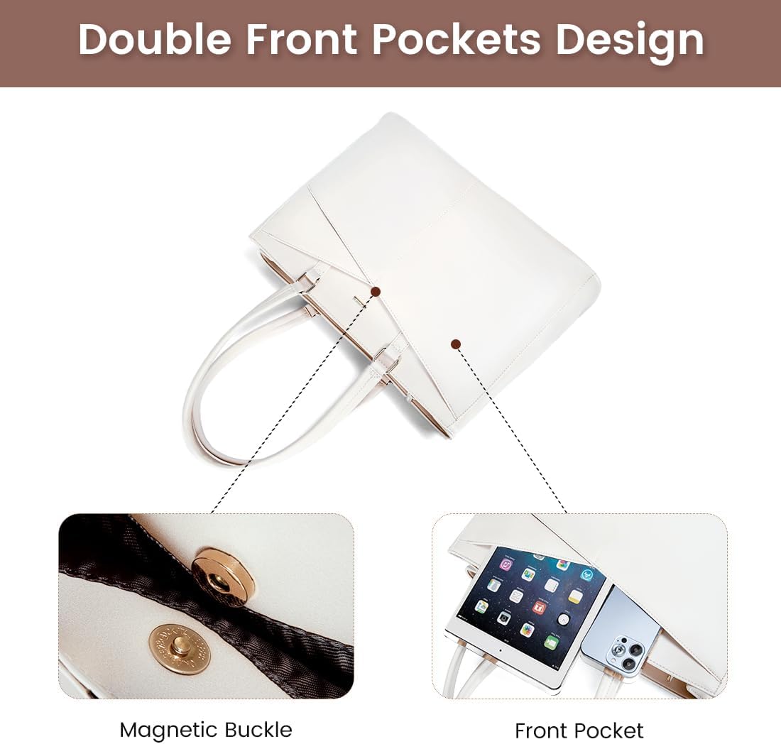 Laptop Tote Bag for Women 15.6 Inch Waterproof Leather