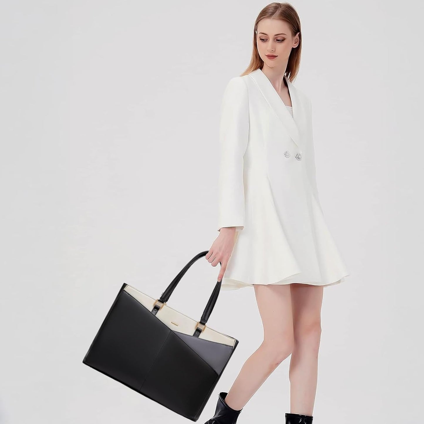 Laptop Tote Bag for Women 15.6 Inch Waterproof Leather