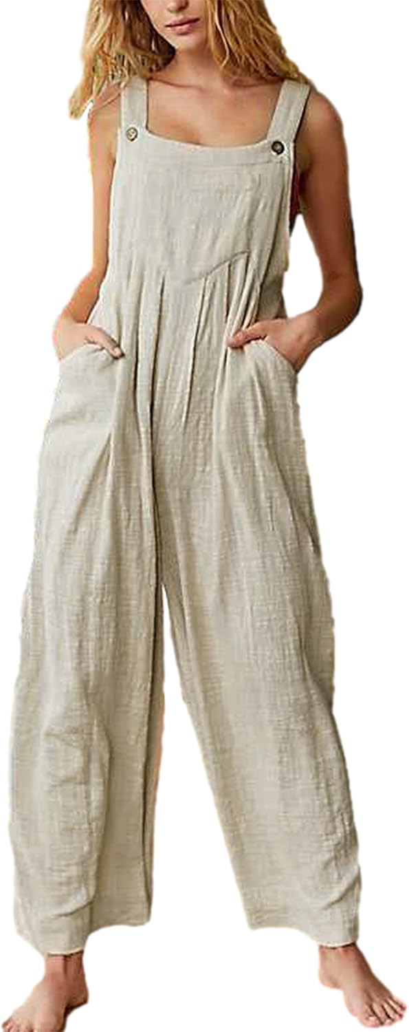 Jojoans Women's Bohemian Wide Leg Bib Overall