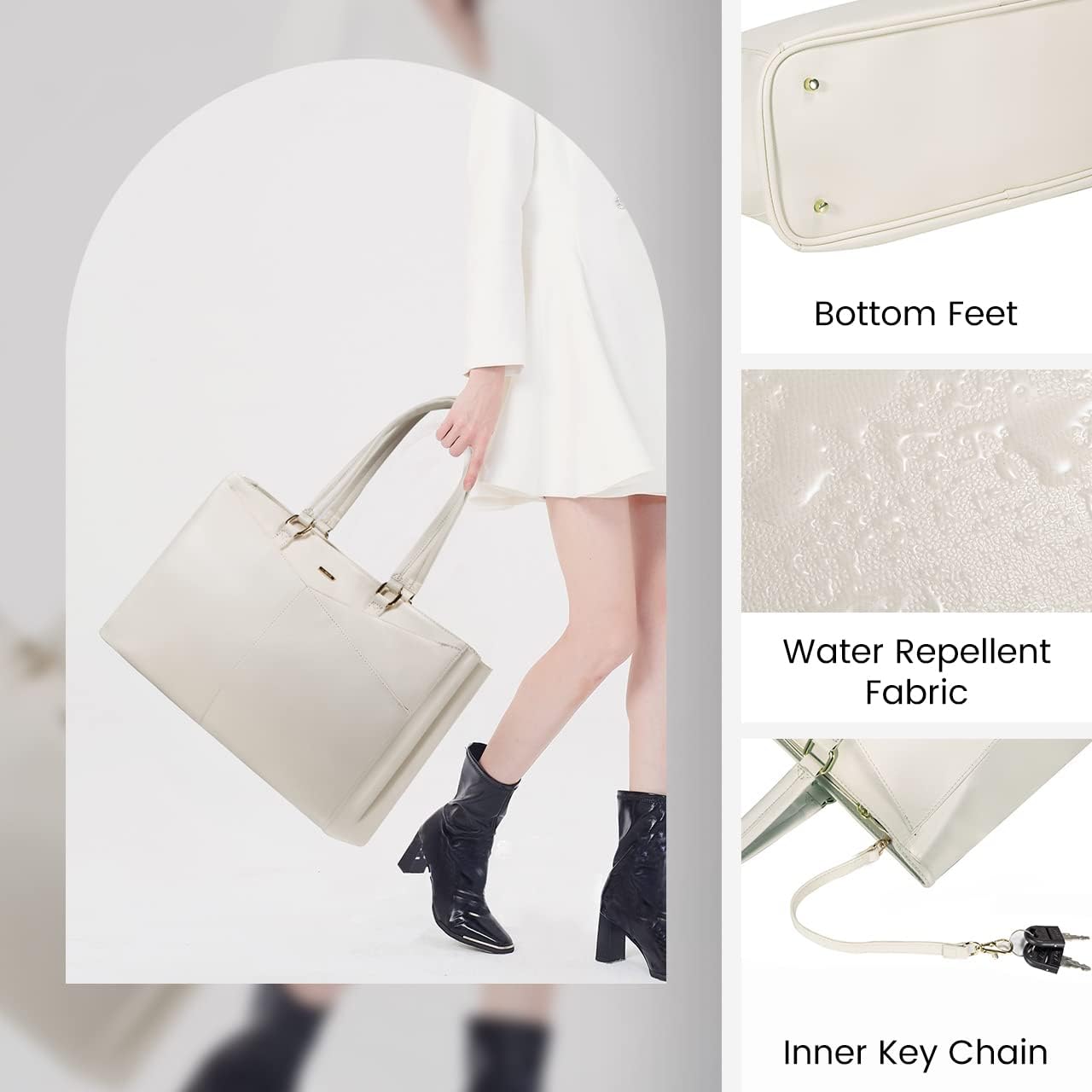 Laptop Tote Bag for Women 15.6 Inch Waterproof Leather