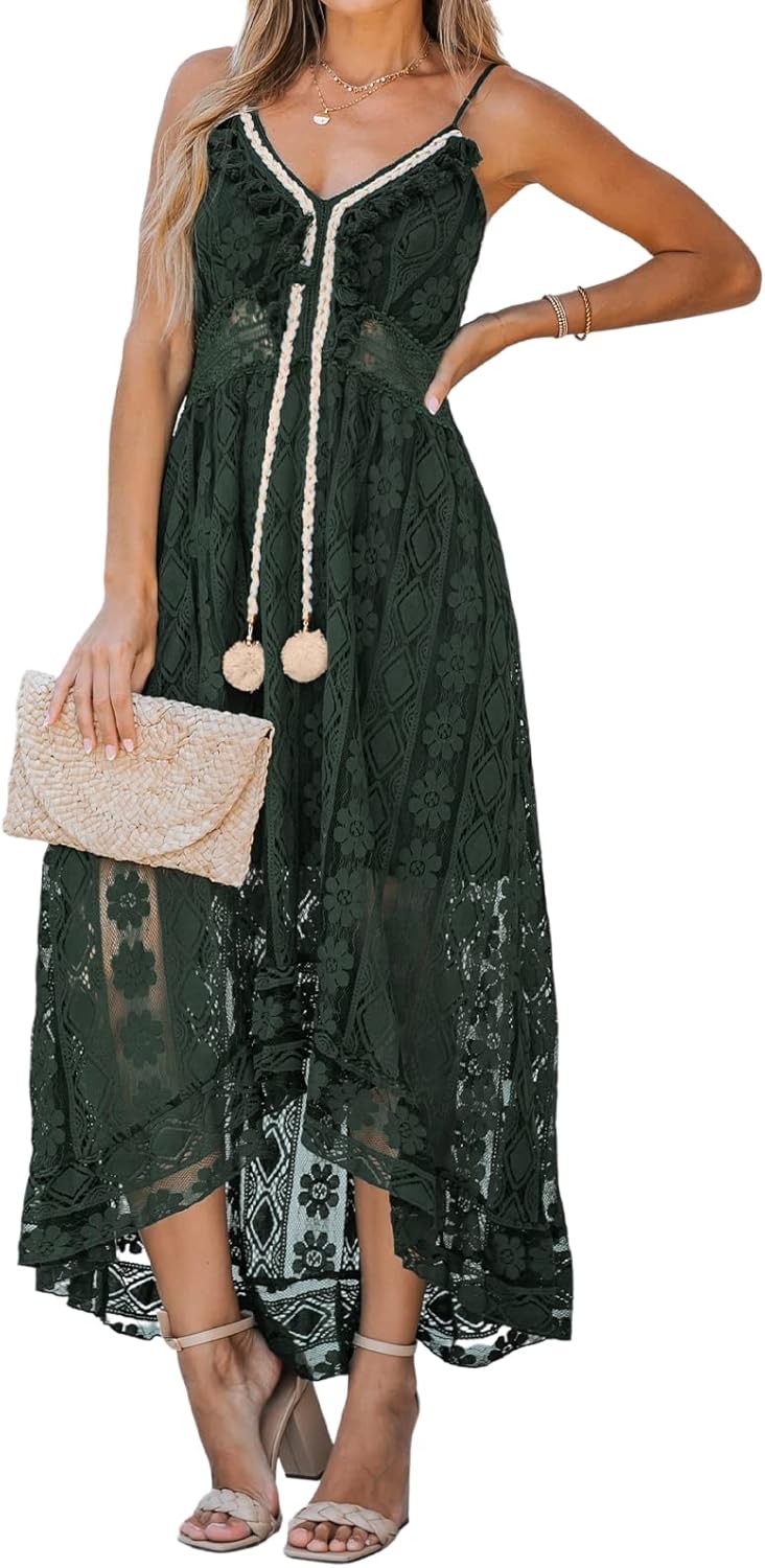 Jojoans Women's Summer Sleeveless Lace Casual Tassel