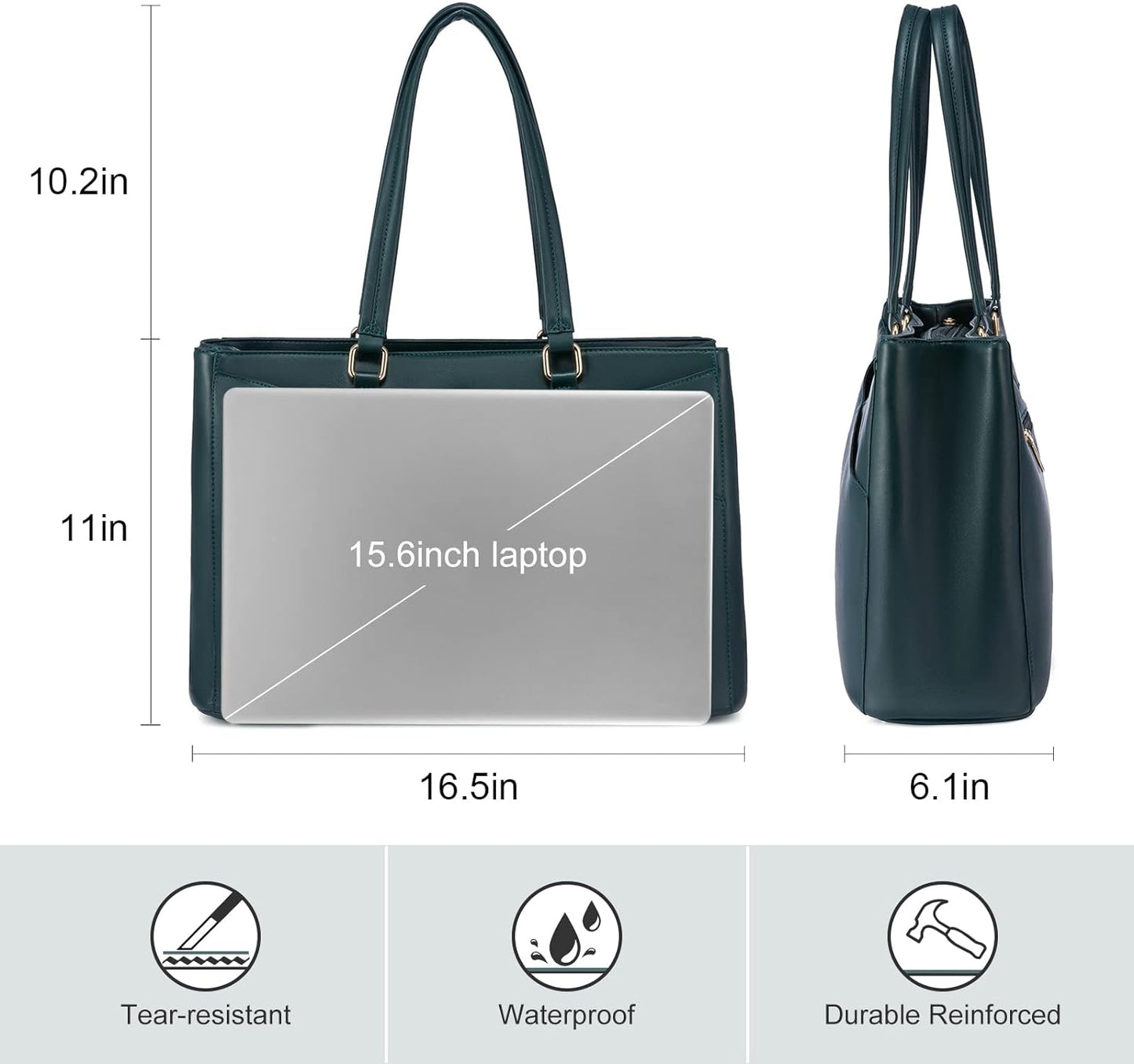 Laptop Tote Bag for Women 15.6 Inch Waterproof Leather