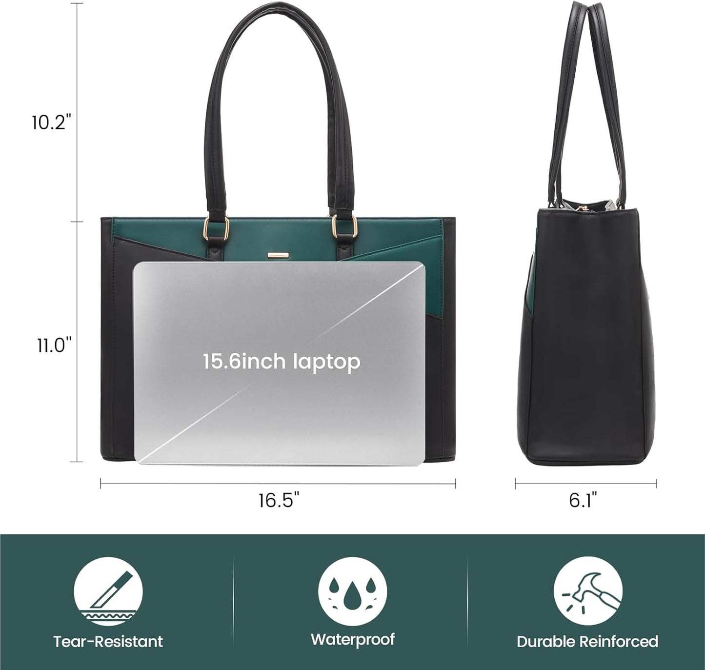 Laptop Tote Bag for Women 15.6 Inch Waterproof Leather