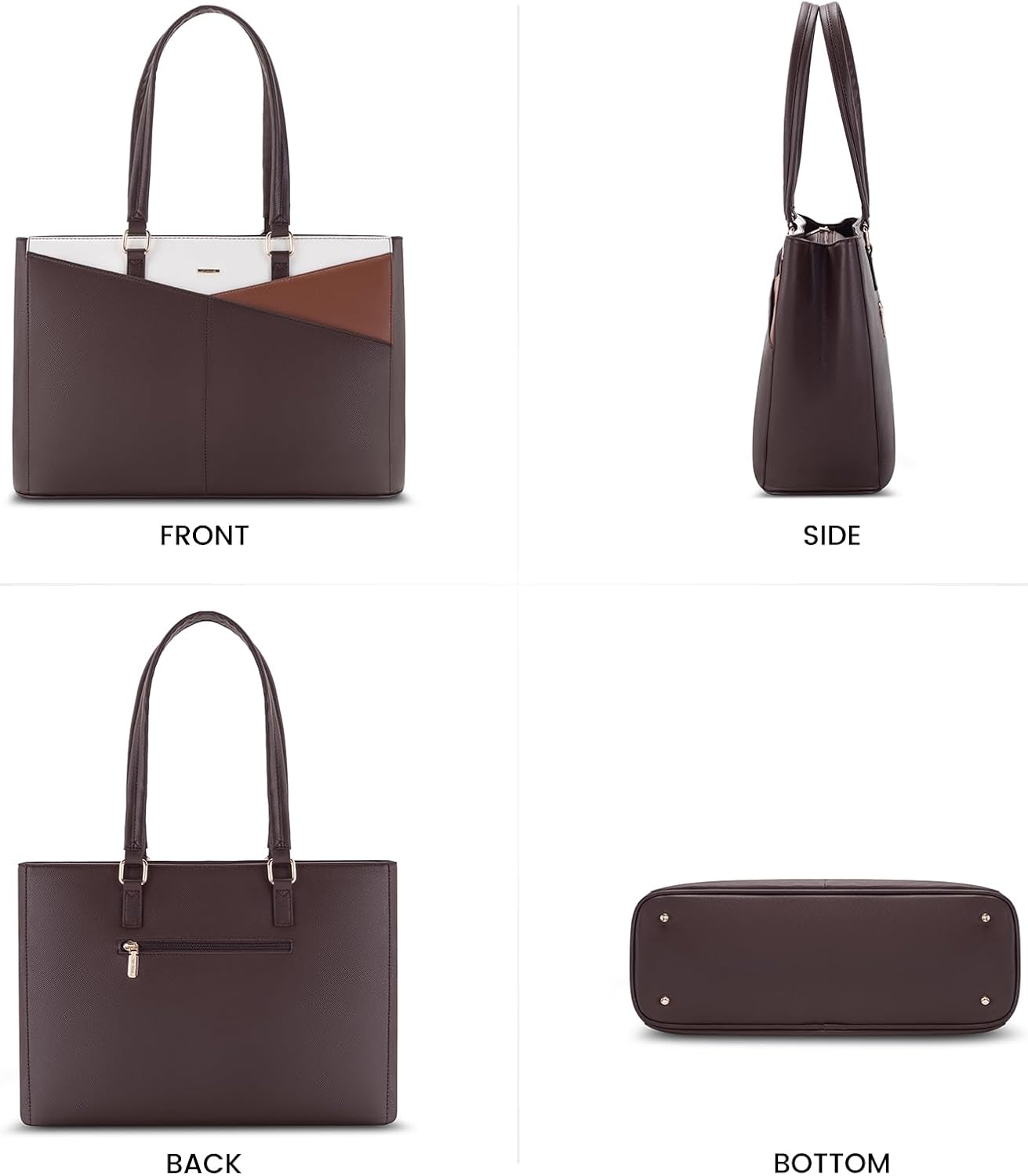 Laptop Tote Bag for Women 15.6 Inch Waterproof Leather