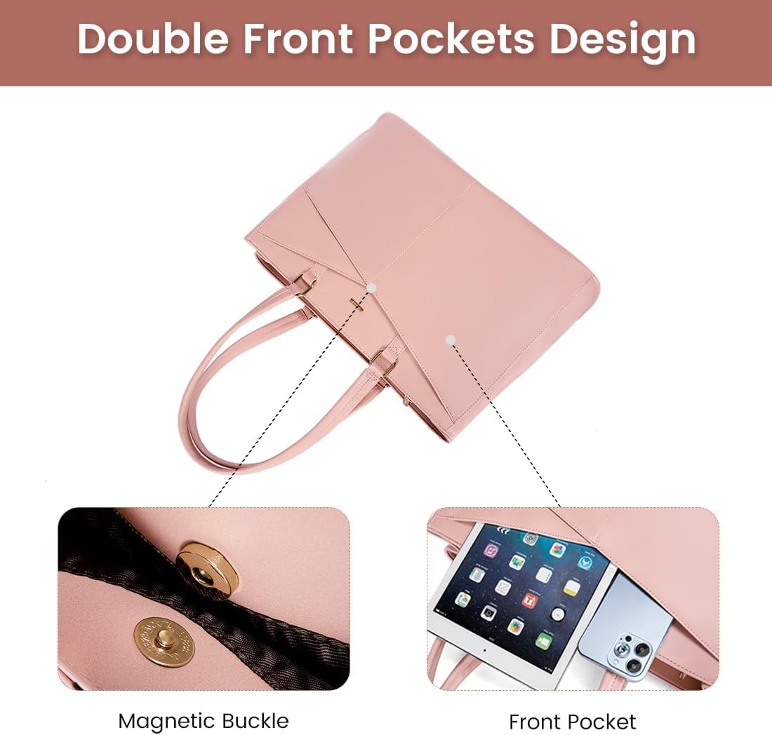 Laptop Tote Bag for Women 15.6 Inch Waterproof Leather