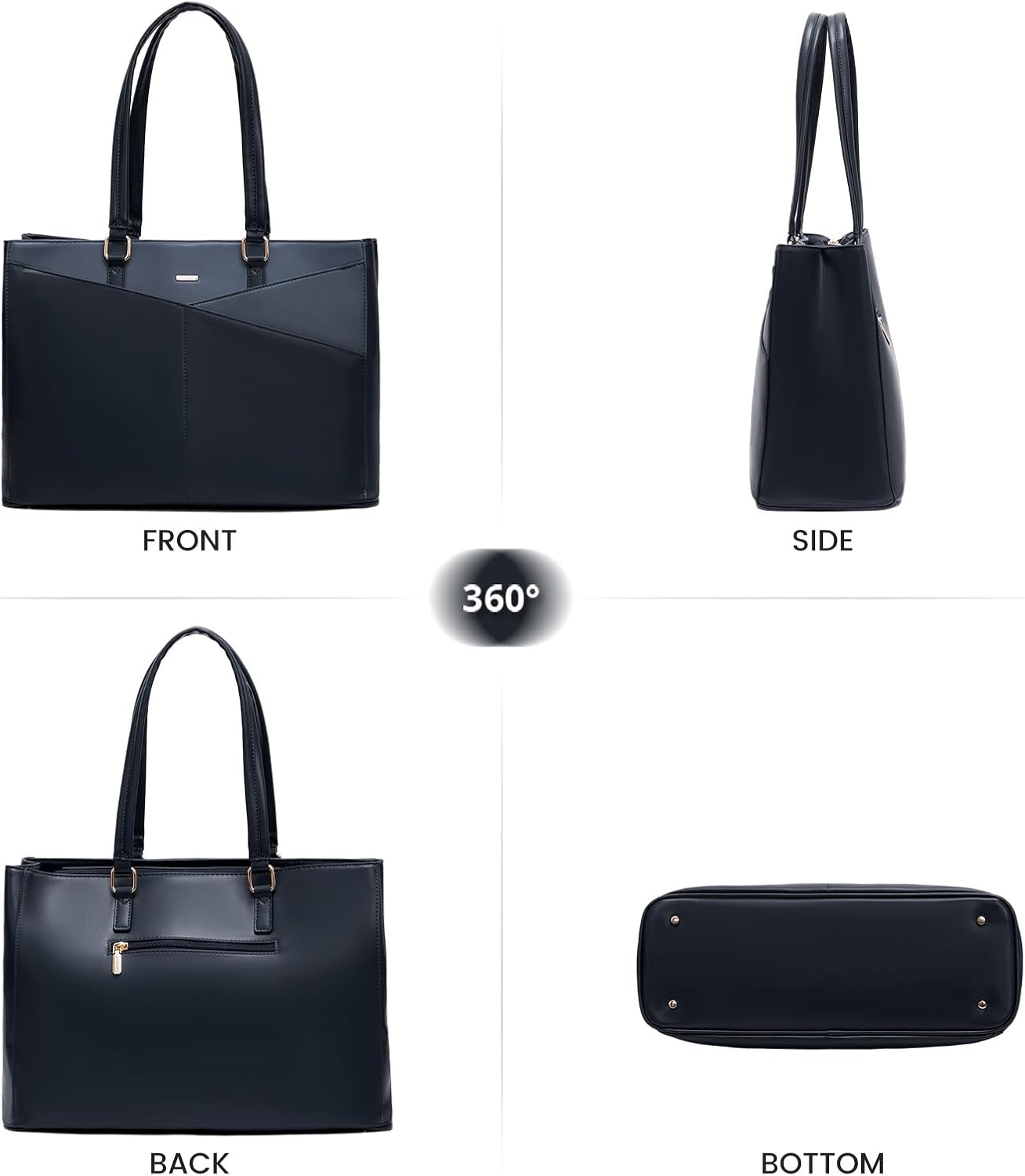 Laptop Tote Bag for Women 15.6 Inch Waterproof Leather