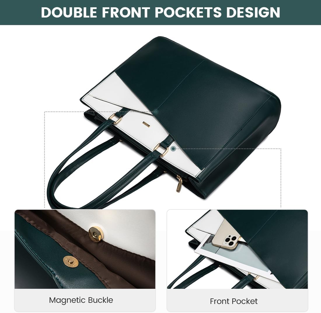 Laptop Tote Bag for Women 15.6 Inch Waterproof Leather
