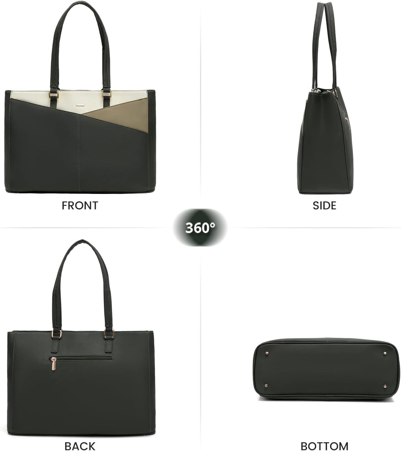 Laptop Tote Bag for Women 15.6 Inch Waterproof Leather