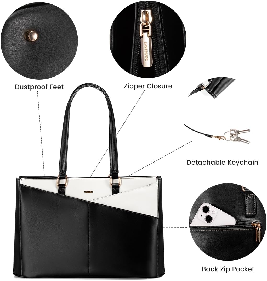 Laptop Tote Bag for Women 15.6 Inch Waterproof Leather