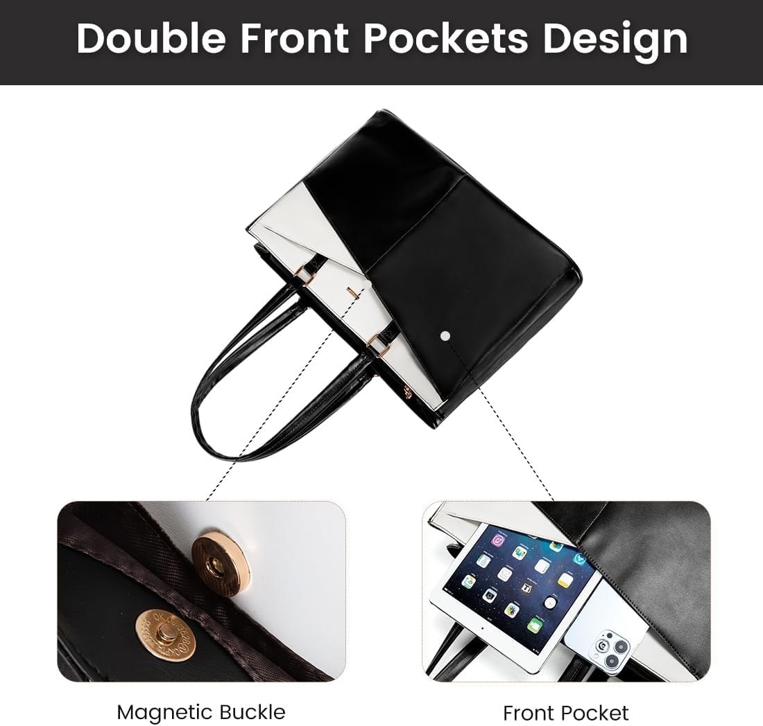 Laptop Tote Bag for Women 15.6 Inch Waterproof Leather