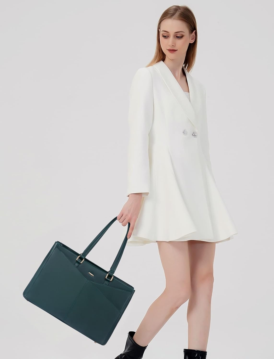 Laptop Tote Bag for Women 15.6 Inch Waterproof Leather