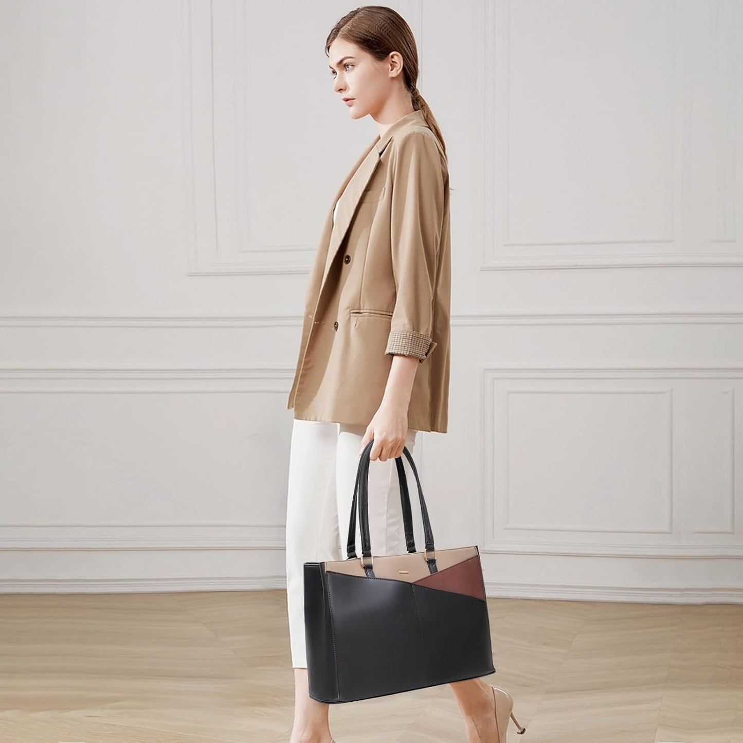 Laptop Tote Bag for Women 15.6 Inch Waterproof Leather