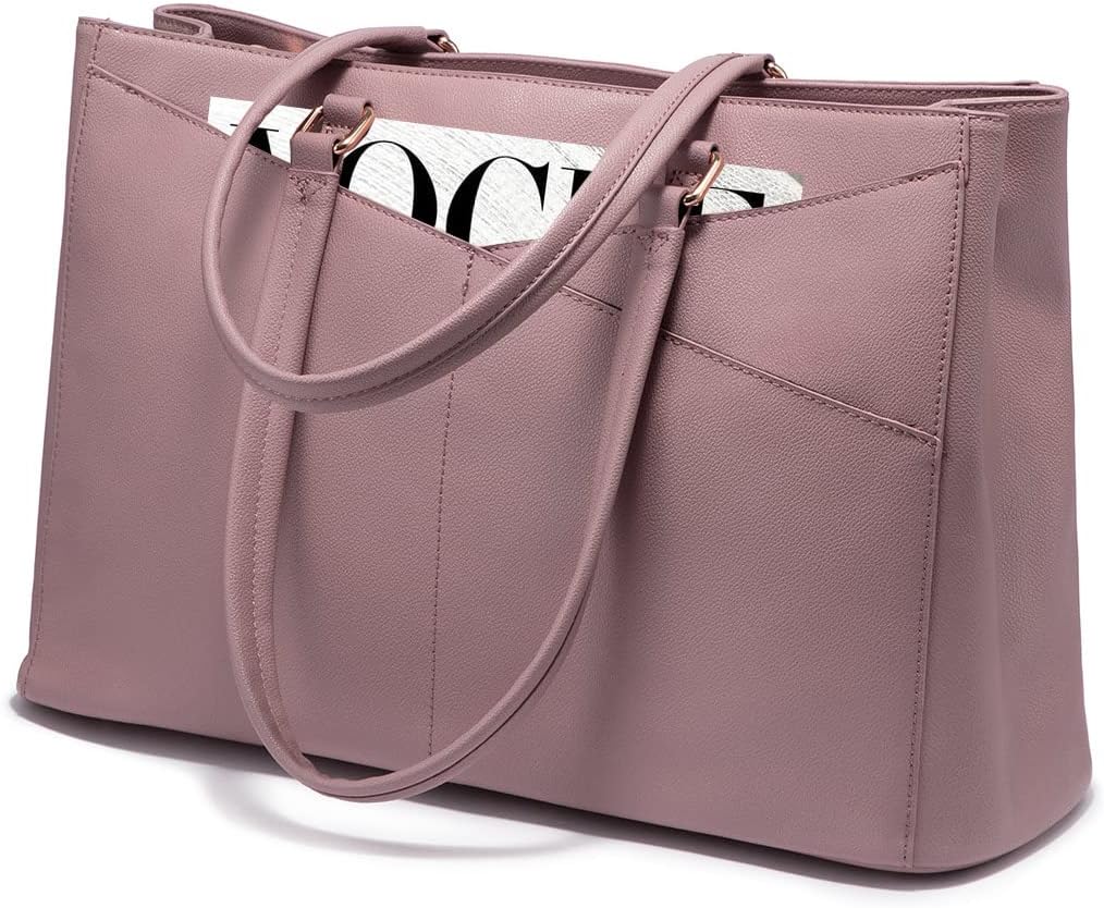 Laptop Tote Bag for Women 15.6 Inch Waterproof Leather