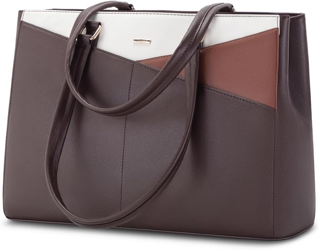 Laptop Tote Bag for Women 15.6 Inch Waterproof Leather