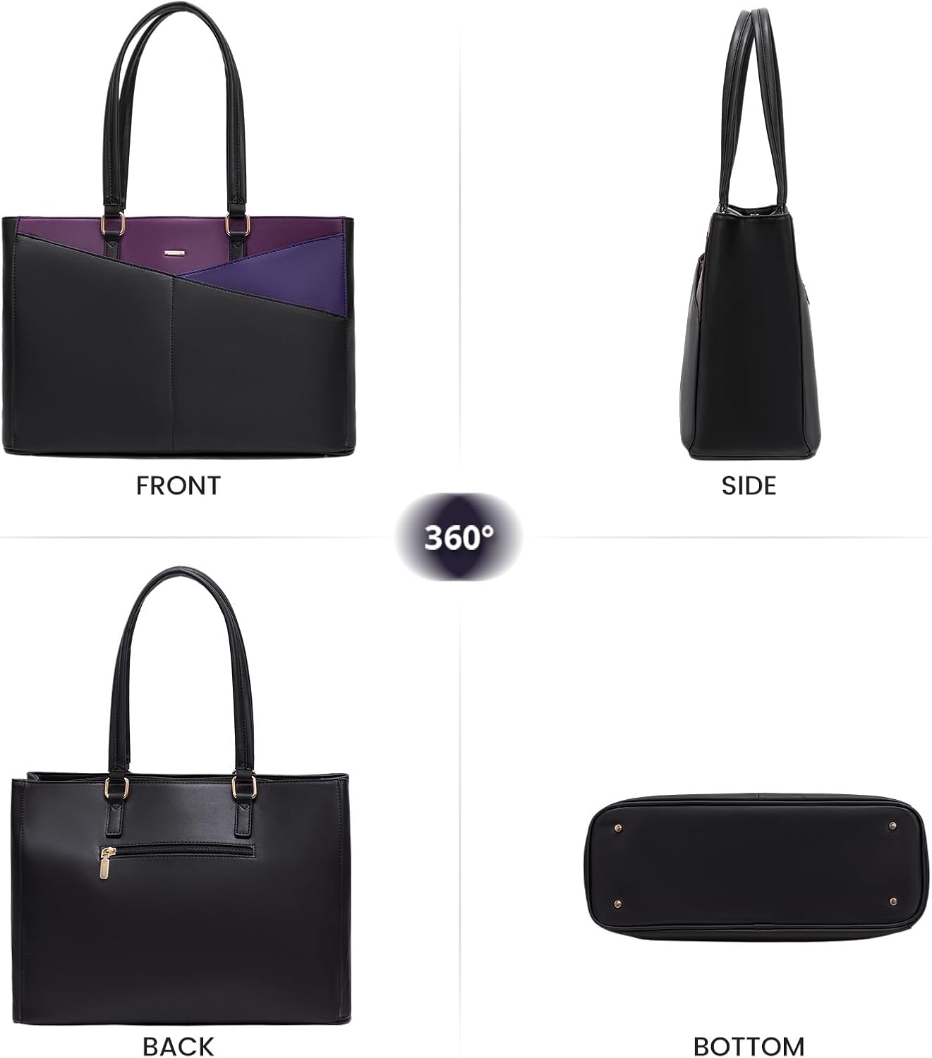 Laptop Tote Bag for Women 15.6 Inch Waterproof Leather