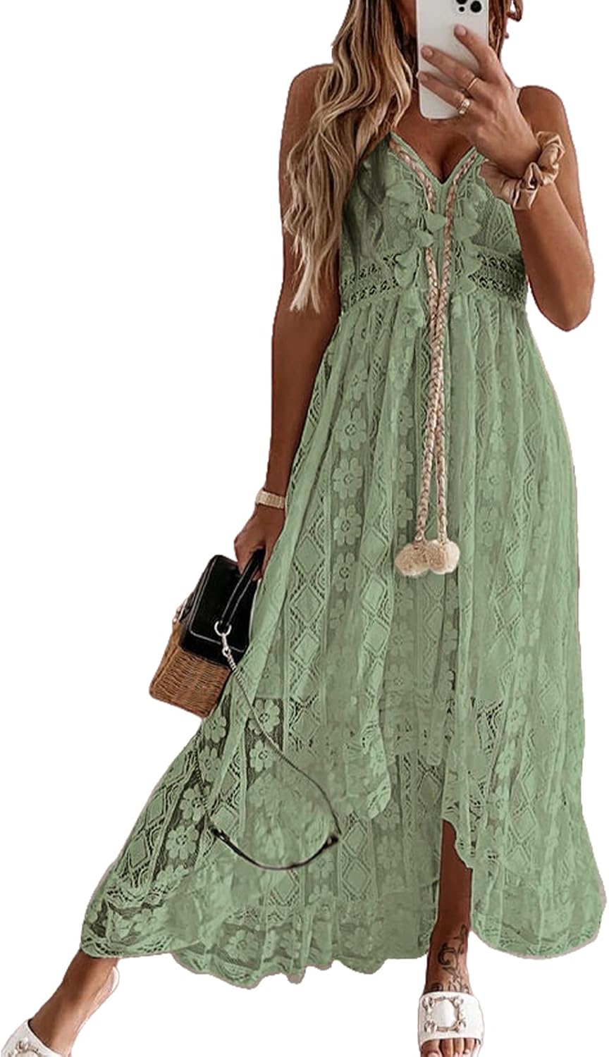 Jojoans Women's Summer Sleeveless Lace Casual Tassel
