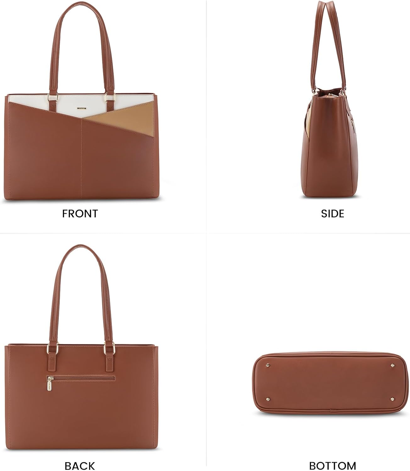 Laptop Tote Bag for Women 15.6 Inch Waterproof Leather