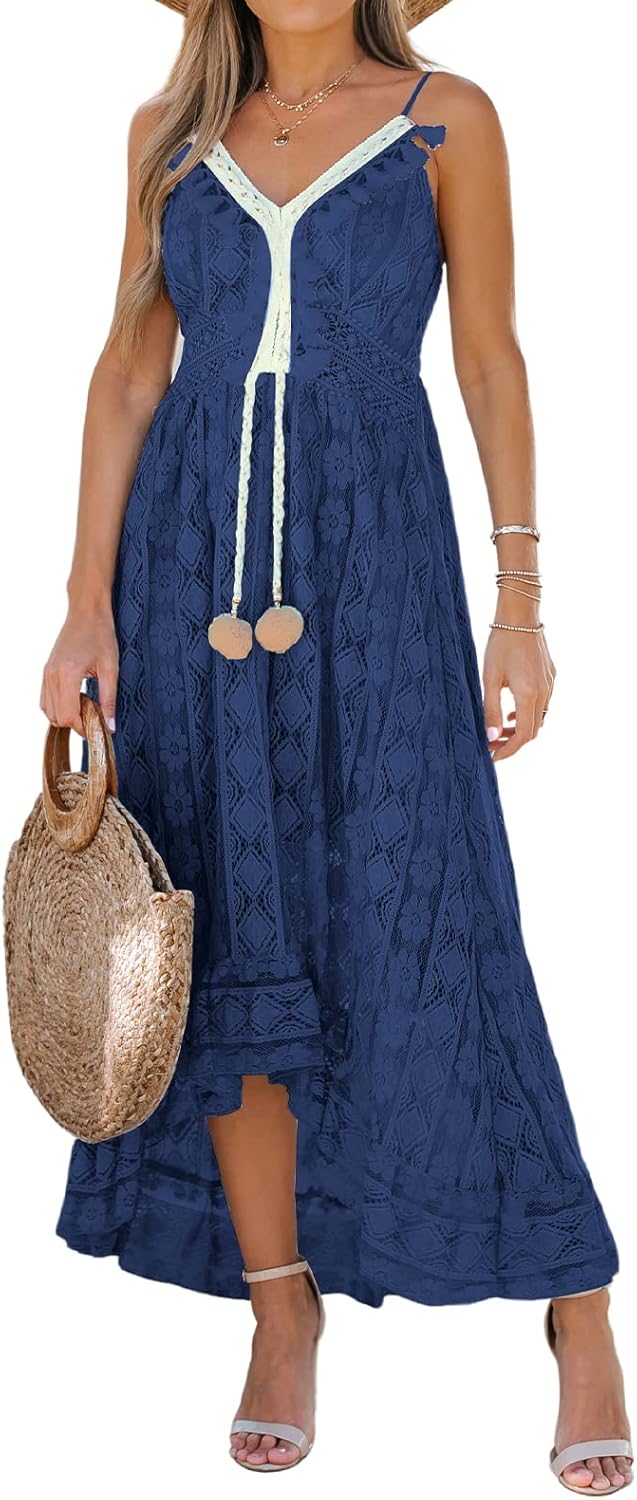 Jojoans Women's Summer Sleeveless Lace Casual Tassel