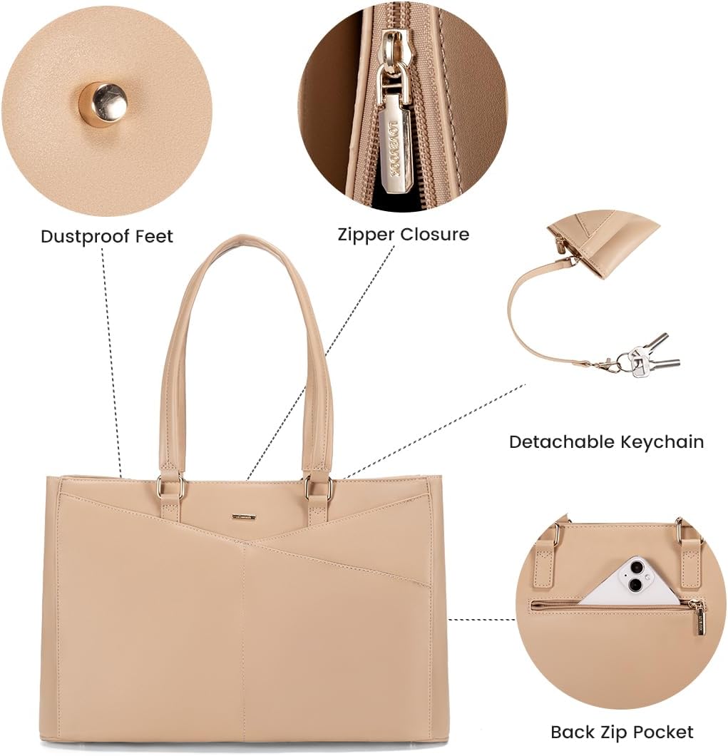 Laptop Tote Bag for Women 15.6 Inch Waterproof Leather