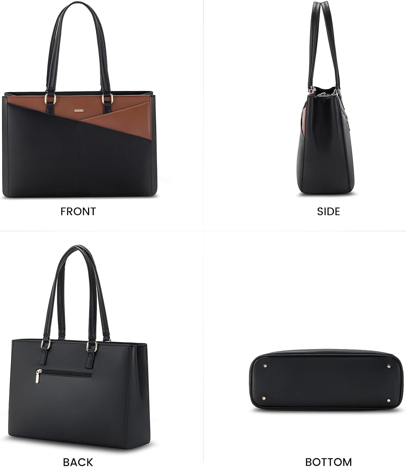 Laptop Tote Bag for Women 15.6 Inch Waterproof Leather