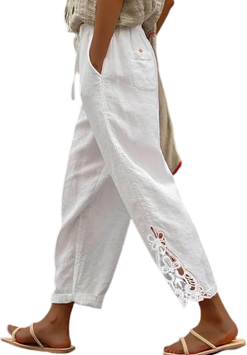 Jojoans Women Casual Lightweight Drawstring Elastic Waist Pants with Pockets, S-XXL