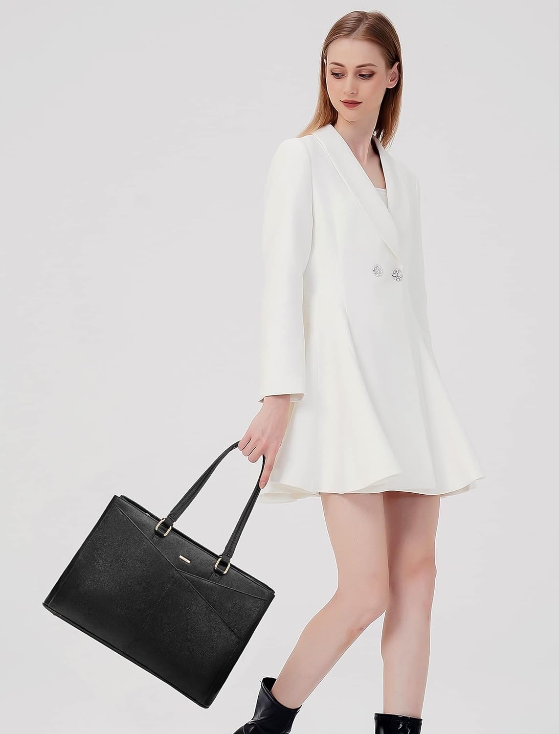 Laptop Tote Bag for Women 15.6 Inch Waterproof Leather