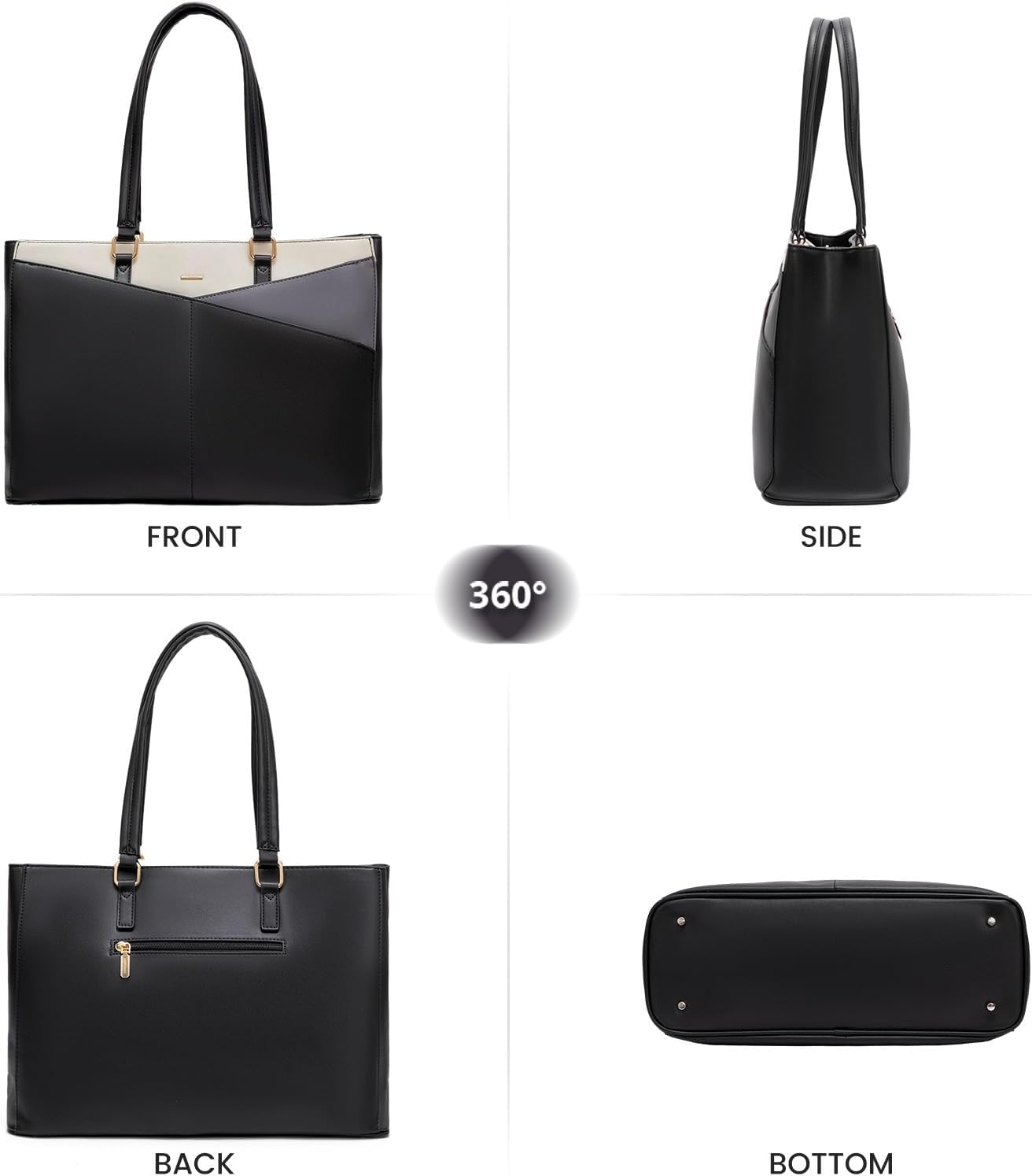 Laptop Tote Bag for Women 15.6 Inch Waterproof Leather