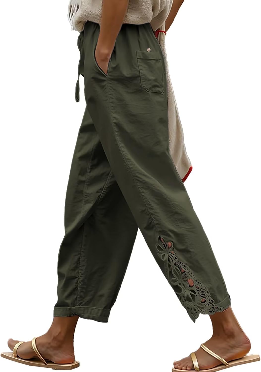 Jojoans Women Casual Lightweight Drawstring Elastic Waist Pants with Pockets, S-XXL