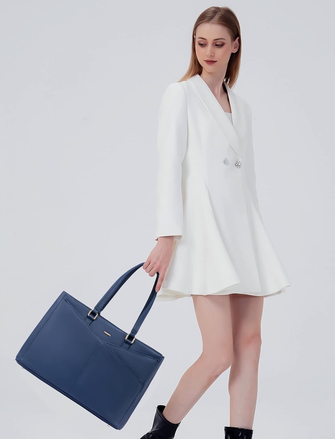 Laptop Tote Bag for Women 15.6 Inch Waterproof Leather