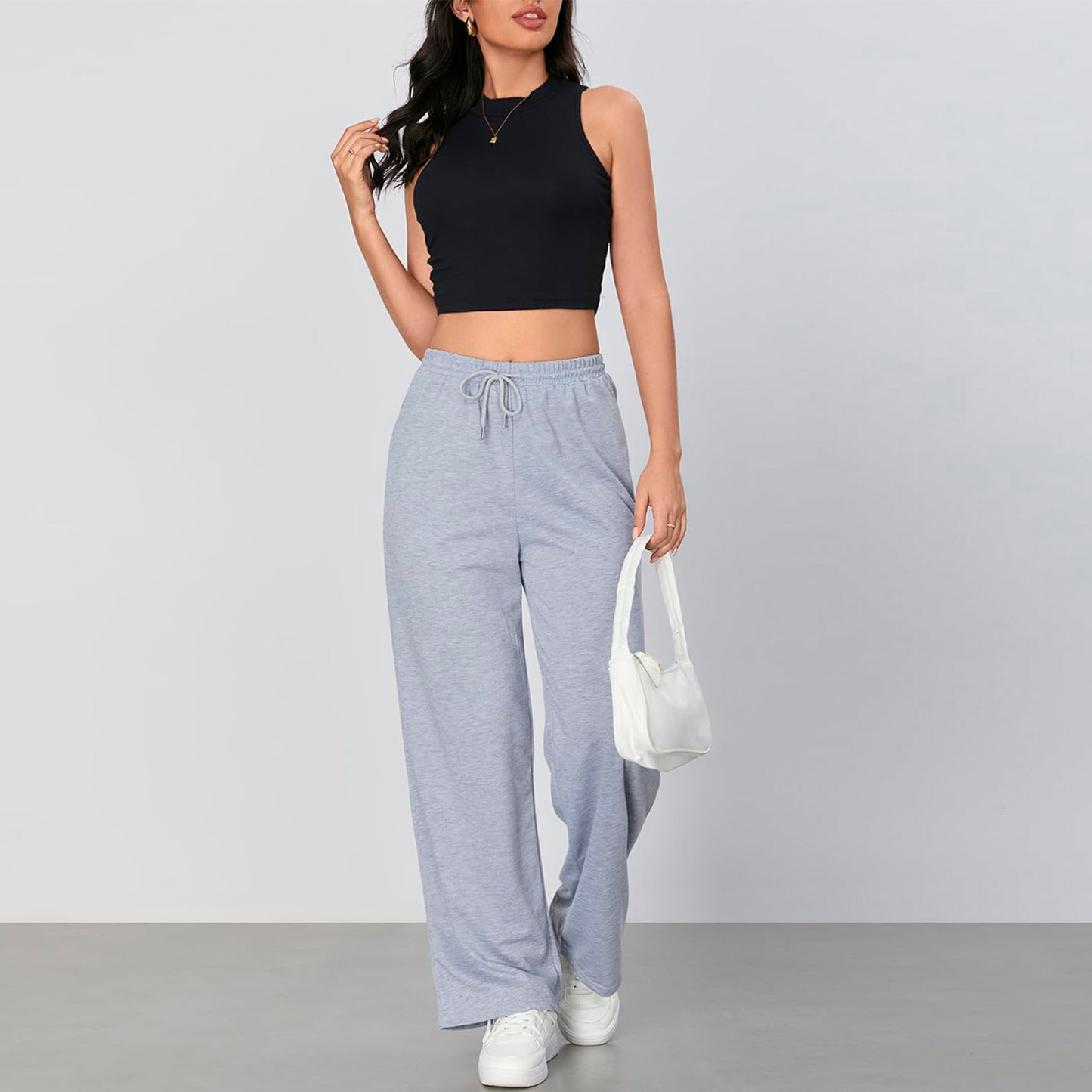 JOJOANS Casual High Neck Sleeveless Solid Crop Halter