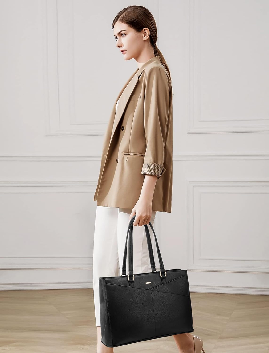 Laptop Tote Bag for Women 15.6 Inch Waterproof Leather