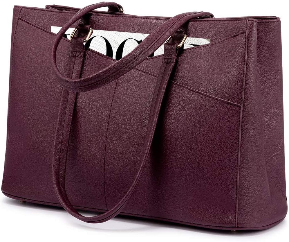 Laptop Tote Bag for Women 15.6 Inch Waterproof Leather
